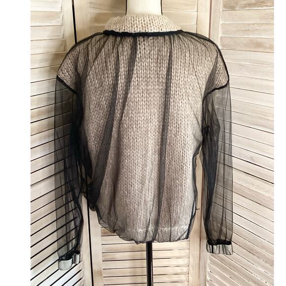 Perfect Number Fall 2020 RARE Sheer Overlay Chunky Knit Cropped Sweater S - Picture 8 of 12